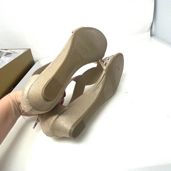 Charter Club Ginifur Rhinestone Wedge Sandals in‎ Rose Gold Size 9.5 M New - Picture 9 of 11